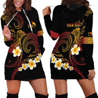 Personalised Papua New Guinea Sepik Hoodie Dress Plumeria Floral Tribal Pattern LT9 - Polynesian Pride