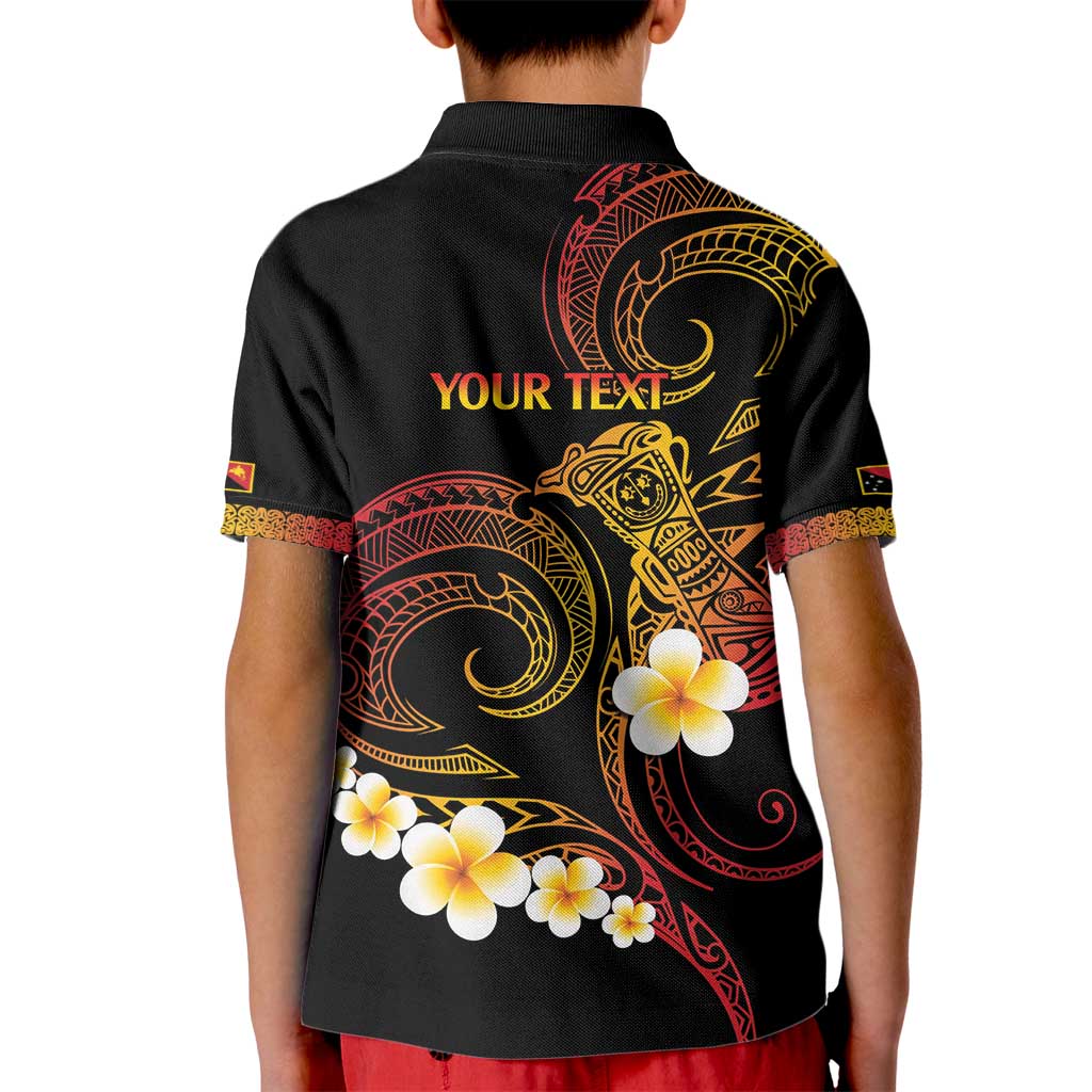 Personalised Papua New Guinea Sepik Kid Polo Shirt Plumeria Floral Tribal Pattern LT9 - Polynesian Pride