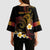 Personalised Papua New Guinea Sepik Kimono Sleeve Blouse Plumeria Floral Tribal Pattern - Polynesian Pride
