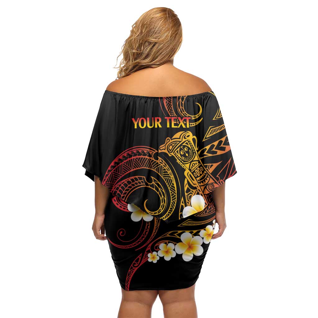 Personalised Papua New Guinea Sepik Off Shoulder Short Dress Plumeria Floral Tribal Pattern LT9 - Polynesian Pride