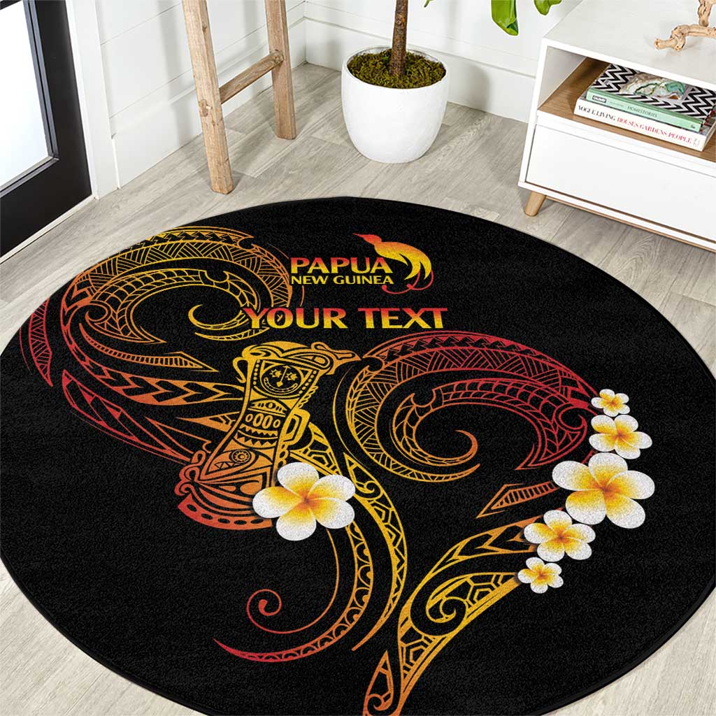 Personalised Papua New Guinea Sepik Round Carpet Plumeria Floral Tribal Pattern - Polynesian Pride