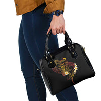 Personalised Papua New Guinea Sepik Shoulder Handbag Plumeria Floral Tribal Pattern - Polynesian Pride