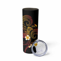 Personalised Papua New Guinea Sepik Skinny Tumbler Plumeria Floral Tribal Pattern LT9 - Polynesian Pride