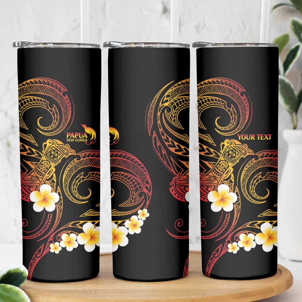 Personalised Papua New Guinea Sepik Skinny Tumbler Plumeria Floral Tribal Pattern LT9 - Polynesian Pride