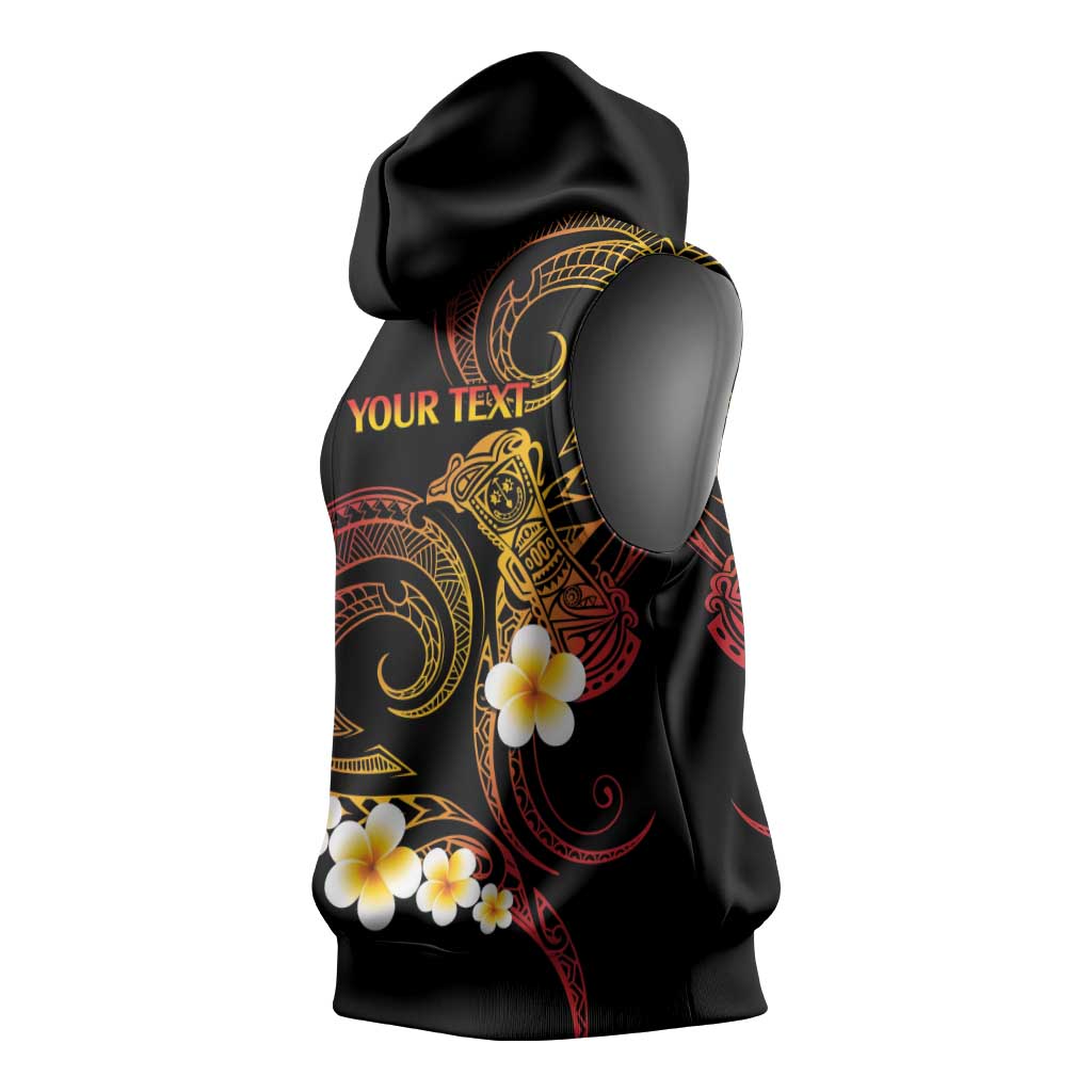 Personalised Papua New Guinea Sepik Sleeveless Hoodie Plumeria Floral Tribal Pattern LT9 - Polynesian Pride