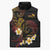 Personalised Papua New Guinea Sepik Sleeveless Puffer Jacket Plumeria Floral Tribal Pattern - Polynesian Pride