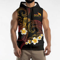 Personalised Papua New Guinea Sepik Sleeveless Zip Hoodie Plumeria Floral Tribal Pattern LT9 - Polynesian Pride