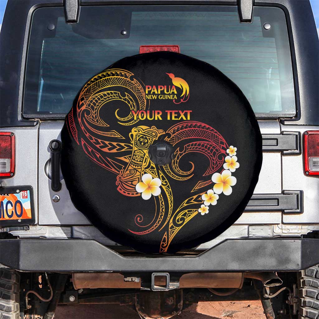 Personalised Papua New Guinea Sepik Spare Tire Cover Plumeria Floral Tribal Pattern LT9 Black - Polynesian Pride