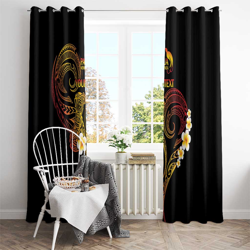 Personalised Papua New Guinea Sepik Window Curtain Plumeria Floral Tribal Pattern - Polynesian Pride