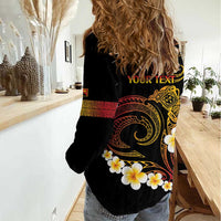 Personalised Papua New Guinea Sepik Women Casual Shirt Plumeria Floral Tribal Pattern LT9 - Polynesian Pride