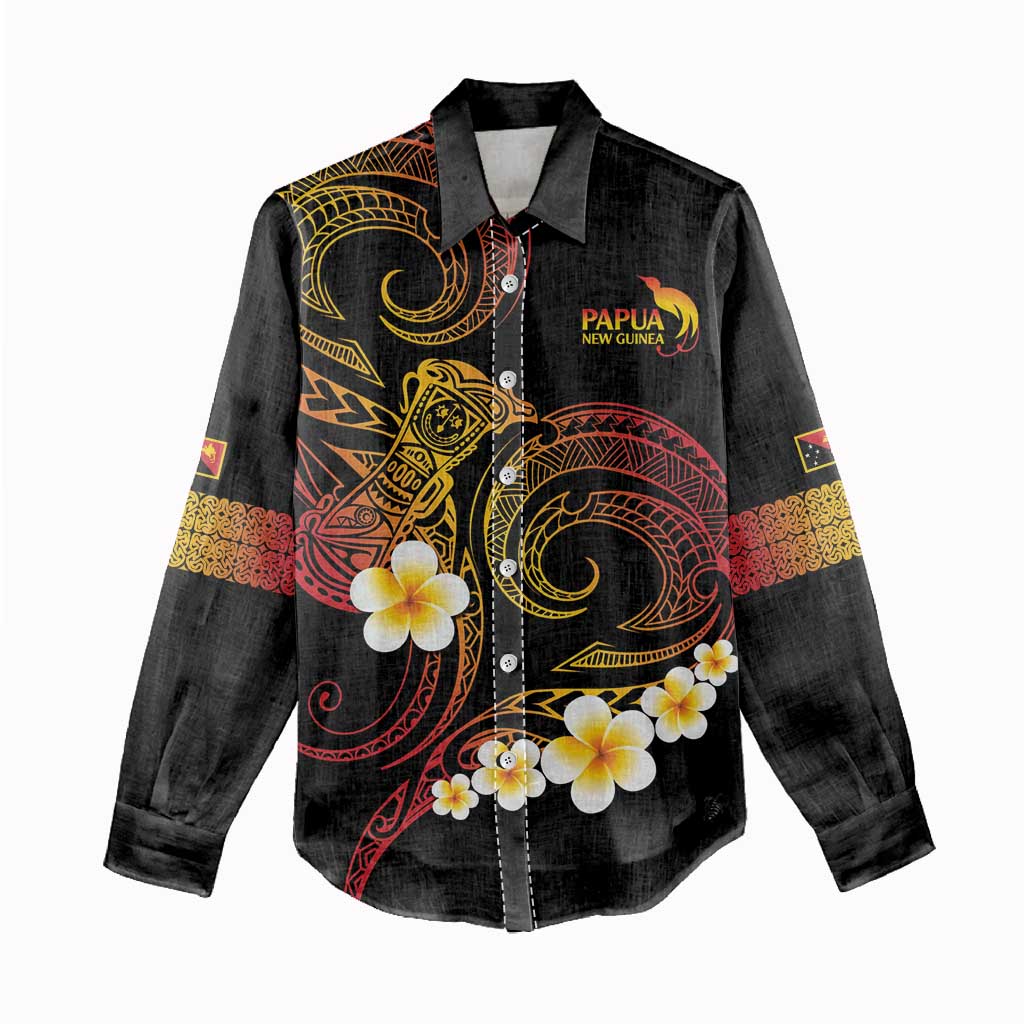 Personalised Papua New Guinea Sepik Women Casual Shirt Plumeria Floral Tribal Pattern LT9 - Polynesian Pride