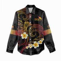 Personalised Papua New Guinea Sepik Women Casual Shirt Plumeria Floral Tribal Pattern LT9 - Polynesian Pride