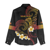 Personalised Papua New Guinea Sepik Women Casual Shirt Plumeria Floral Tribal Pattern LT9 - Polynesian Pride