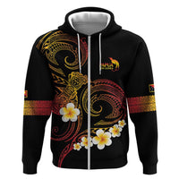 Personalised Papua New Guinea Sepik Zip Hoodie Plumeria Floral Tribal Pattern LT9 Zip Hoodie Black - Polynesian Pride