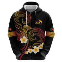 Personalised Papua New Guinea Sepik Zip Hoodie Plumeria Floral Tribal Pattern LT9 - Polynesian Pride