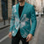 Polynesian Plumeria Flowers Tribal Blazer Pacific Tattoo Teal Style - Polynesian Pride