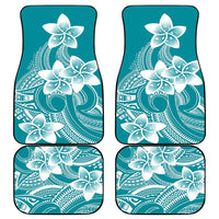 Polynesian Plumeria Flowers Tribal Car Mats Pacific Tattoo Teal Style - Polynesian Pride