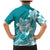Polynesian Plumeria Flowers Tribal Family Matching Mermaid Dress and Hawaiian Shirt Pacific Tattoo Teal Style - Polynesian Pride