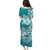 Polynesian Plumeria Flowers Tribal Family Matching Puletasi and Hawaiian Shirt Pacific Tattoo Teal Style - Polynesian Pride