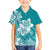 Polynesian Plumeria Flowers Tribal Family Matching Short Sleeve Bodycon Dress and Hawaiian Shirt Pacific Tattoo Teal Style - Polynesian Pride
