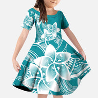 Polynesian Plumeria Flowers Tribal Family Matching Tank Maxi Dress and Hawaiian Shirt Pacific Tattoo Teal Style - Polynesian Pride