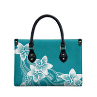 Polynesian Plumeria Flowers Tribal Leather Bag Pacific Tattoo Teal Style - Polynesian Pride