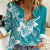 Polynesian Plumeria Flowers Tribal Women Casual Shirt Pacific Tattoo Teal Style - Polynesian Pride