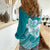Polynesian Plumeria Flowers Tribal Women Casual Shirt Pacific Tattoo Teal Style - Polynesian Pride