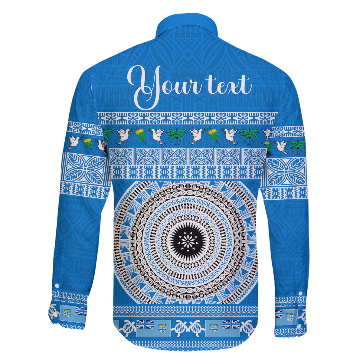 Personalised Fiji Marau Na Kerisimasi Family Matching Mermaid Dress and Hawaiian Shirt Merry Christmas Tapa Pattern Blue Style LT9 - Polynesian Pride