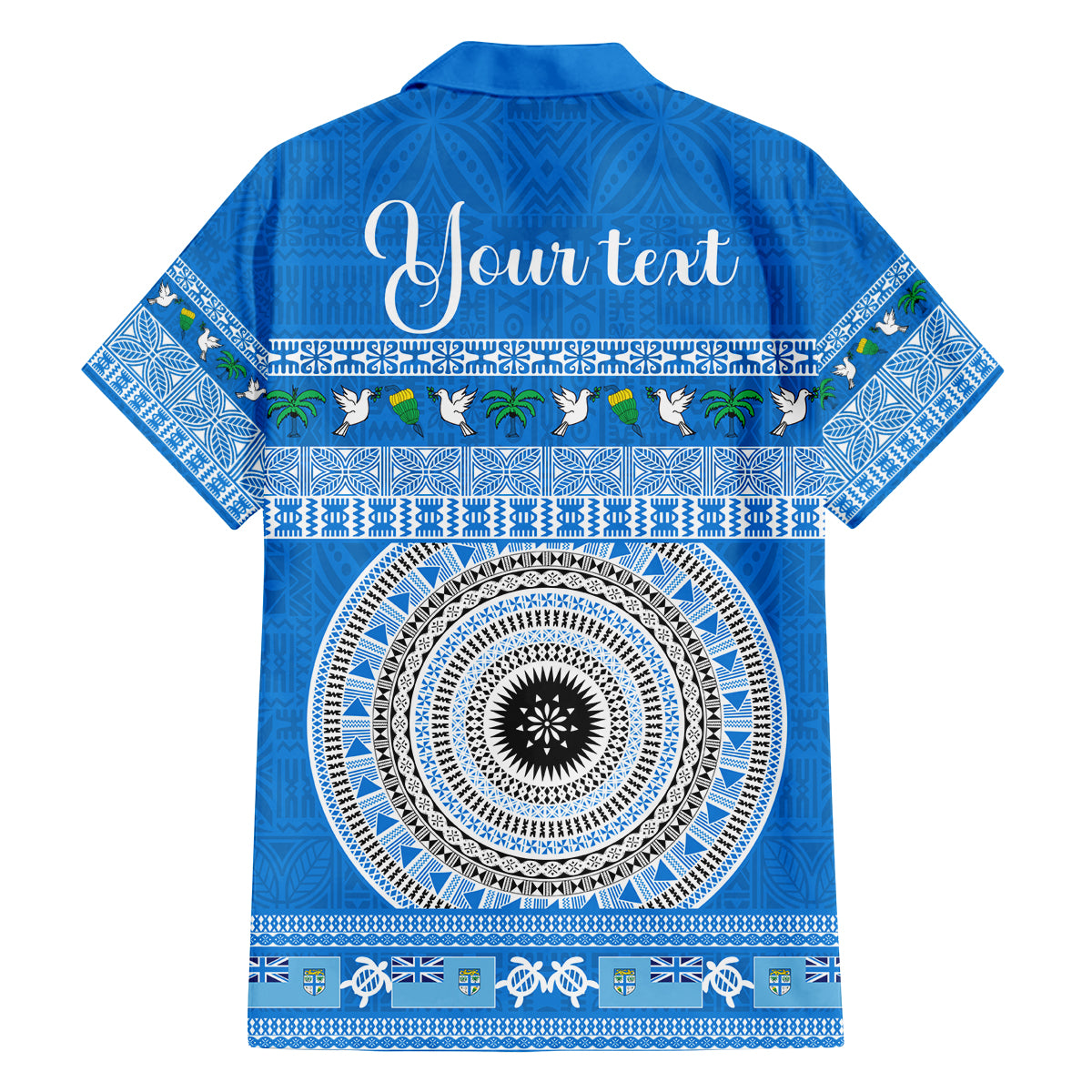 Personalised Fiji Marau Na Kerisimasi Family Matching Puletasi Dress and Hawaiian Shirt Merry Christmas Tapa Pattern Blue Style LT9 - Polynesian Pride