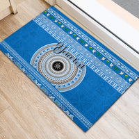 Personalised Fiji Marau Na Kerisimasi Rubber Doormat Merry Christmas Tapa Pattern Blue Style LT9 - Polynesian Pride