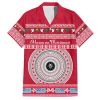 Personalised Fiji Marau Na Kerisimasi Family Matching Off Shoulder Long Sleeve Dress and Hawaiian Shirt Merry Christmas Tapa Pattern Red Style LT9 Dad's Shirt - Short Sleeve Red - Polynesian Pride