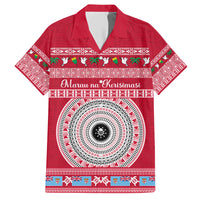 Personalised Fiji Marau Na Kerisimasi Family Matching Short Sleeve Bodycon Dress and Hawaiian Shirt Merry Christmas Tapa Pattern Red Style LT9 Dad's Shirt - Short Sleeve Red - Polynesian Pride