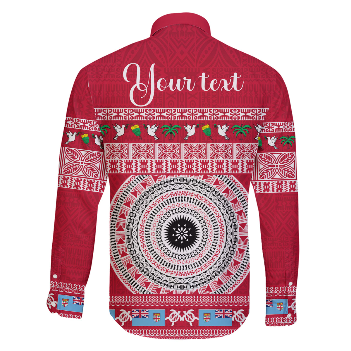 Personalised Fiji Marau Na Kerisimasi Family Matching Short Sleeve Bodycon Dress and Hawaiian Shirt Merry Christmas Tapa Pattern Red Style LT9 - Polynesian Pride