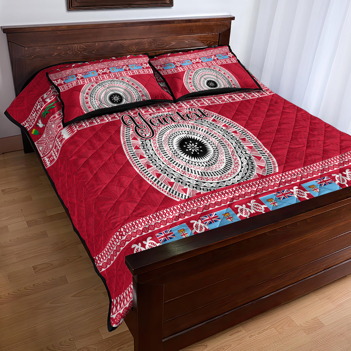 Personalised Fiji Marau Na Kerisimasi Quilt Bed Set Merry Christmas Tapa Pattern Red Style LT9 - Polynesian Pride