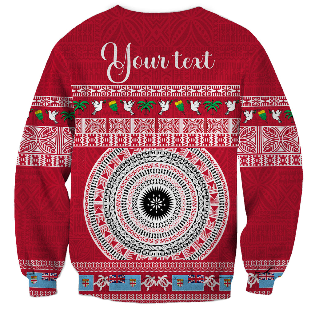 Personalised Fiji Marau Na Kerisimasi Sweatshirt Merry Christmas Tapa Pattern Red Style LT9 - Polynesian Pride