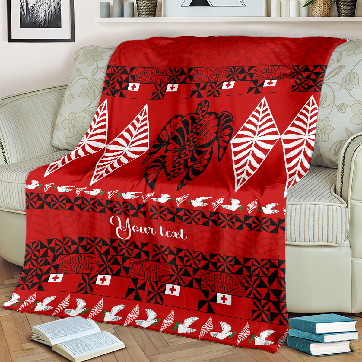 Personalised Tonga Kilisimasi Fiefia Blanket Merry Christmas with Turtle Ngatu Pattern LT9 - Polynesian Pride