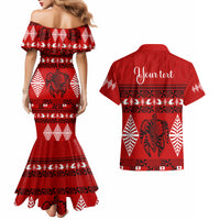 Personalised Tonga Kilisimasi Fiefia Couples Matching Mermaid Dress and Hawaiian Shirt Merry Christmas with Turtle Ngatu Pattern LT9 - Polynesian Pride