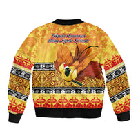 PNG Hamamas Krismas Bomber Jacket Papua New Guinea Bird Of Paradise Merry Christmas Gold Style LT9 - Polynesian Pride
