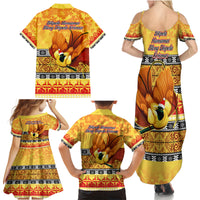 PNG Hamamas Krismas Family Matching Summer Maxi Dress and Hawaiian Shirt Papua New Guinea Bird Of Paradise Merry Christmas Gold Style LT9 - Polynesian Pride