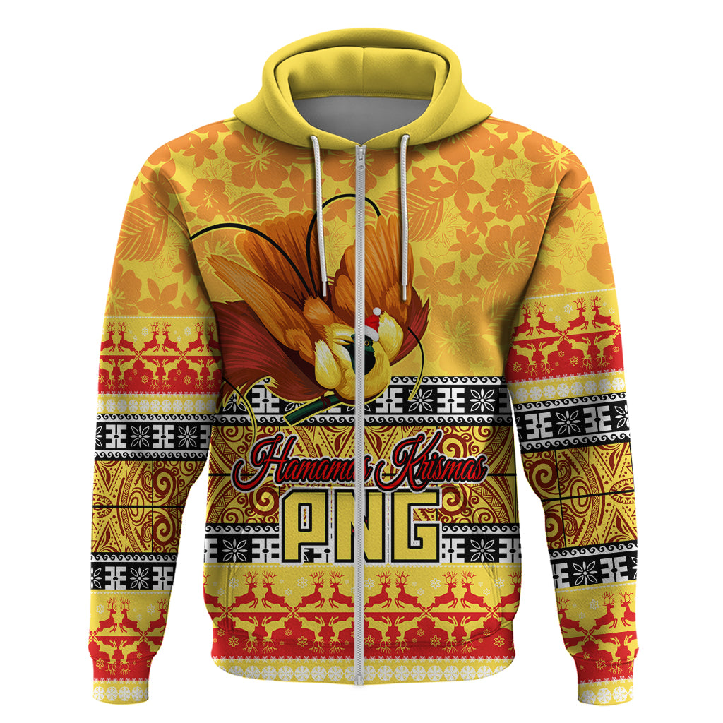 PNG Hamamas Krismas Hoodie Papua New Guinea Bird Of Paradise Merry Christmas Gold Style LT9 - Polynesian Pride