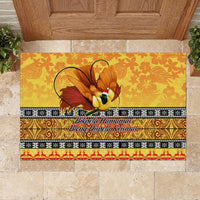 PNG Hamamas Krismas Rubber Doormat Papua New Guinea Bird Of Paradise Merry Christmas Gold Style LT9 - Polynesian Pride