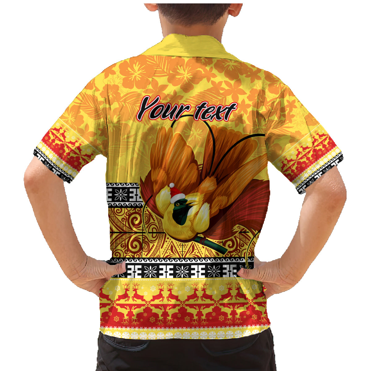 Personalised PNG Hamamas Krismas Family Matching Mermaid Dress and Hawaiian Shirt Papua New Guinea Bird Of Paradise Merry Christmas Gold Style LT9 - Polynesian Pride