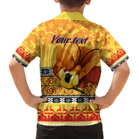 Personalised PNG Hamamas Krismas Family Matching Off Shoulder Maxi Dress and Hawaiian Shirt Papua New Guinea Bird Of Paradise Merry Christmas Gold Style LT9 - Polynesian Pride