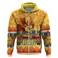 Personalised PNG Hamamas Krismas Hoodie Papua New Guinea Bird Of Paradise Merry Christmas Gold Style LT9 - Polynesian Pride
