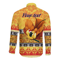 Personalised PNG Hamamas Krismas Long Sleeve Button Shirt Papua New Guinea Bird Of Paradise Merry Christmas Gold Style LT9 - Polynesian Pride