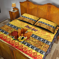 Personalised PNG Hamamas Krismas Quilt Bed Set Papua New Guinea Bird Of Paradise Merry Christmas Gold Style LT9 - Polynesian Pride