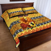 Personalised PNG Hamamas Krismas Quilt Bed Set Papua New Guinea Bird Of Paradise Merry Christmas Gold Style LT9 - Polynesian Pride