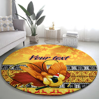 Personalised PNG Hamamas Krismas Round Carpet Papua New Guinea Bird Of Paradise Merry Christmas Gold Style LT9 - Polynesian Pride