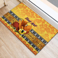Personalised PNG Hamamas Krismas Rubber Doormat Papua New Guinea Bird Of Paradise Merry Christmas Gold Style LT9 - Polynesian Pride